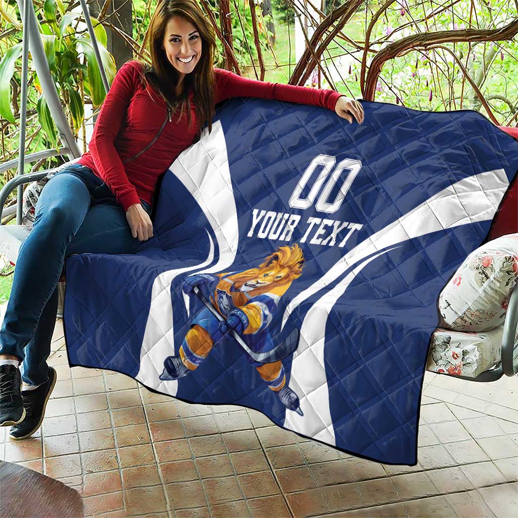 Custom Finland Hockey Quilt Suomi Leijonat Mascot - Wonder Print Shop