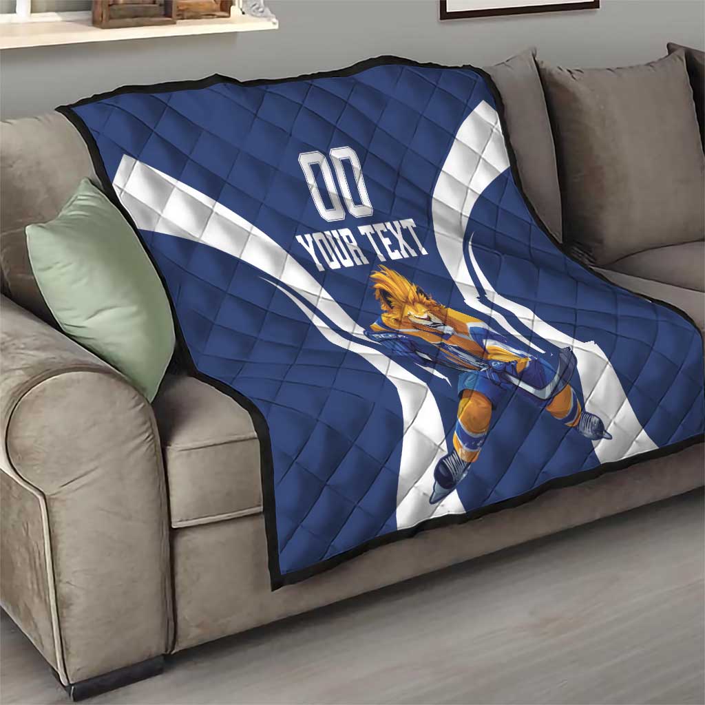 Custom Finland Hockey Quilt Suomi Leijonat Mascot - Wonder Print Shop