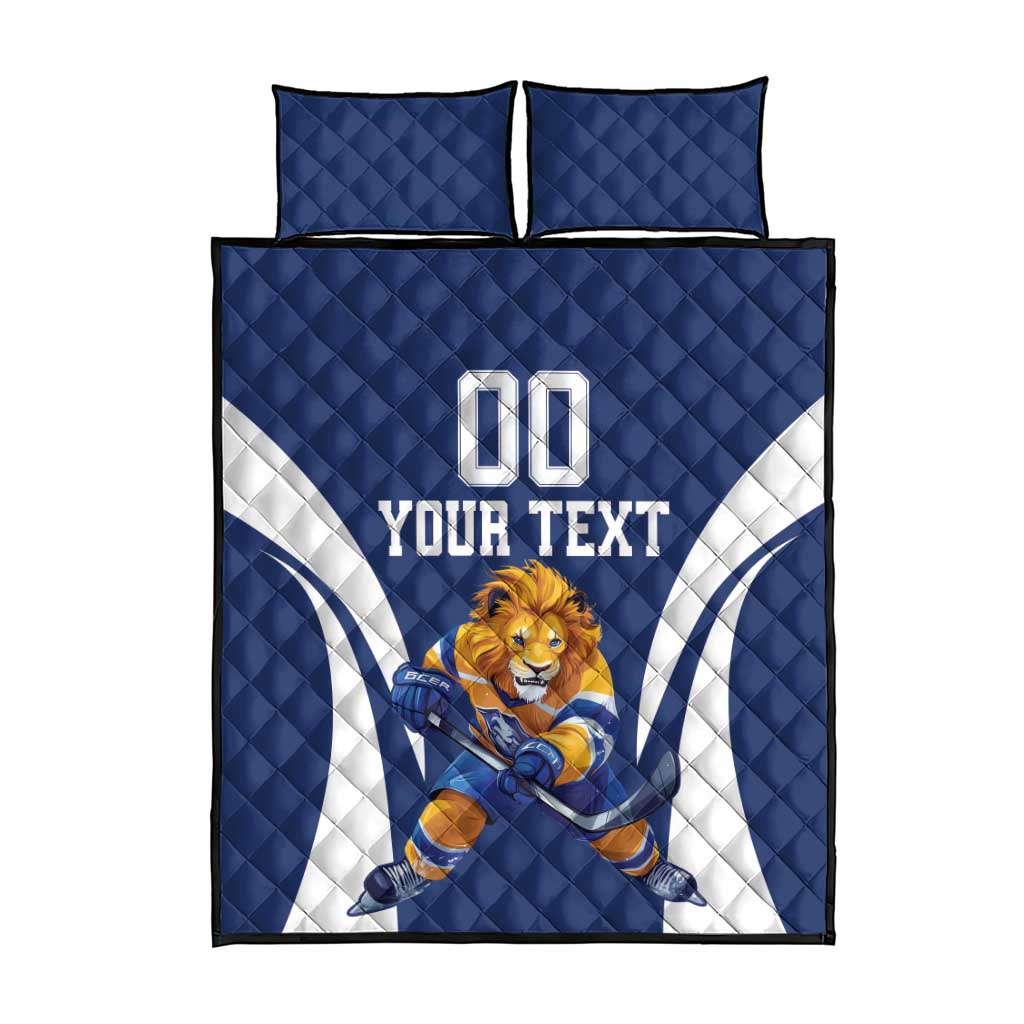 Custom Finland Hockey Quilt Bed Set Suomi Leijonat Mascot - Wonder Print Shop