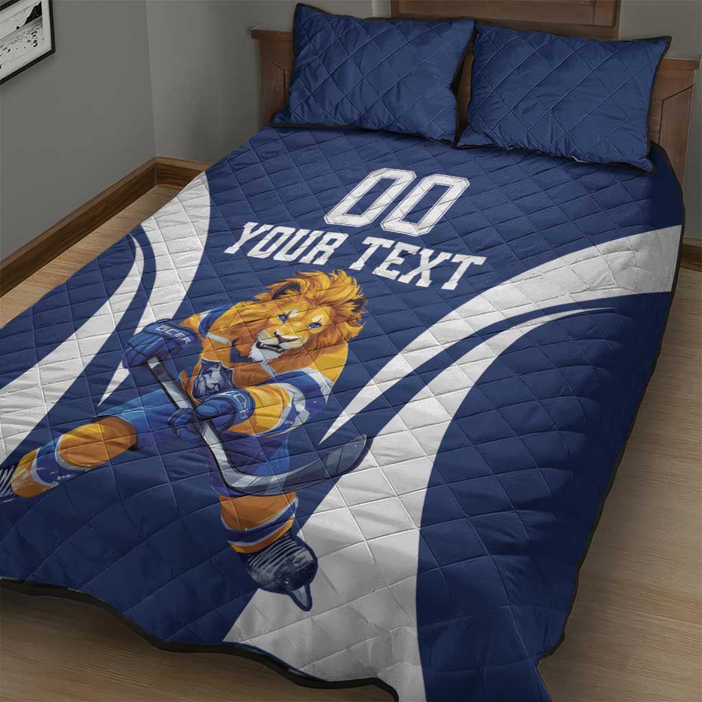 Custom Finland Hockey Quilt Bed Set Suomi Leijonat Mascot - Wonder Print Shop