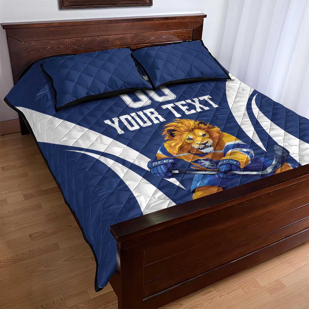 Custom Finland Hockey Quilt Bed Set Suomi Leijonat Mascot - Wonder Print Shop