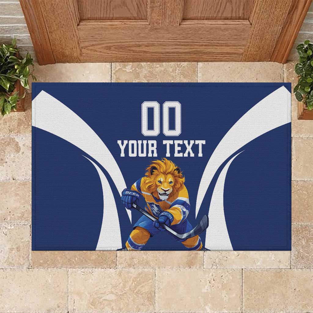 Custom Finland Hockey Rubber Doormat Suomi Leijonat Mascot - Wonder Print Shop