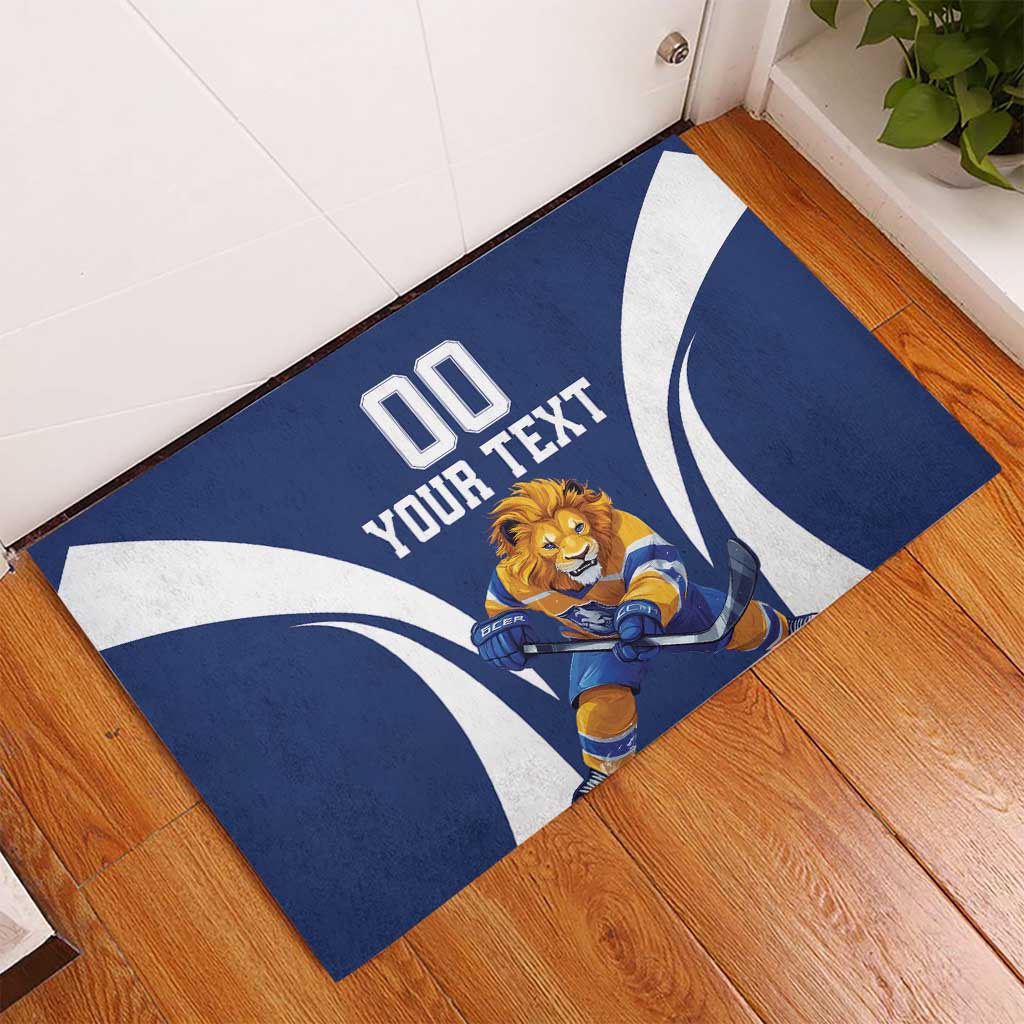 Custom Finland Hockey Rubber Doormat Suomi Leijonat Mascot - Wonder Print Shop