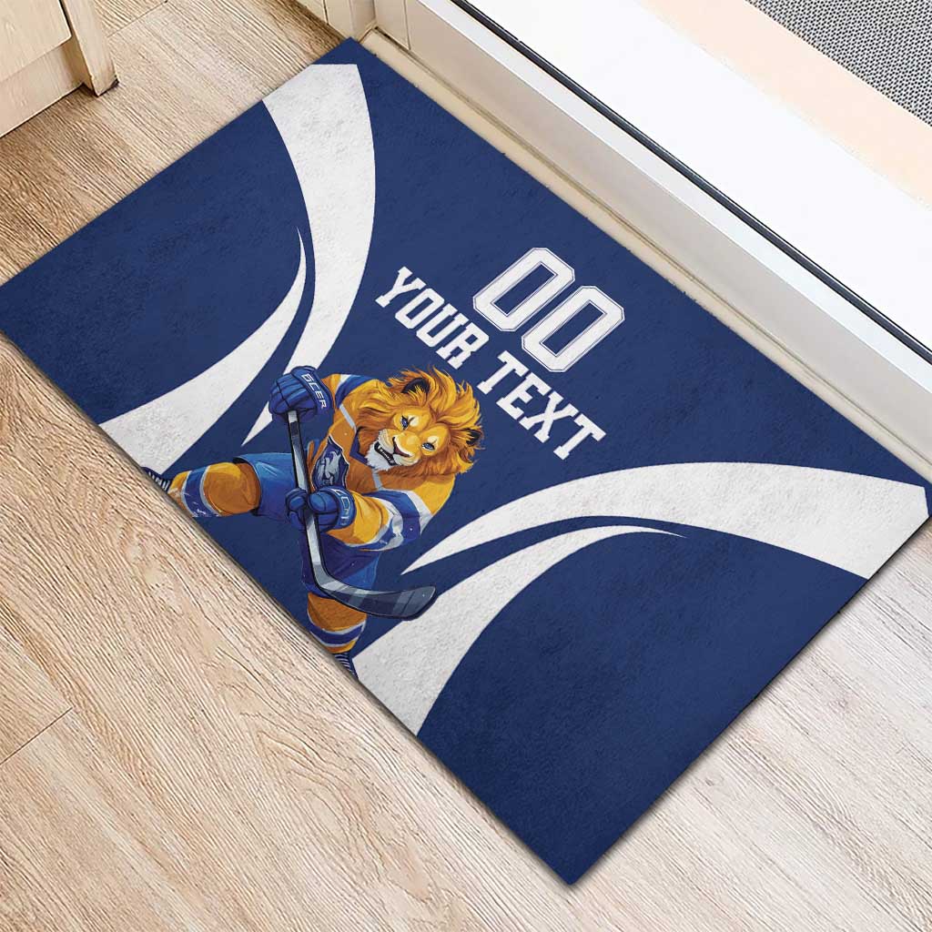 Custom Finland Hockey Rubber Doormat Suomi Leijonat Mascot - Wonder Print Shop