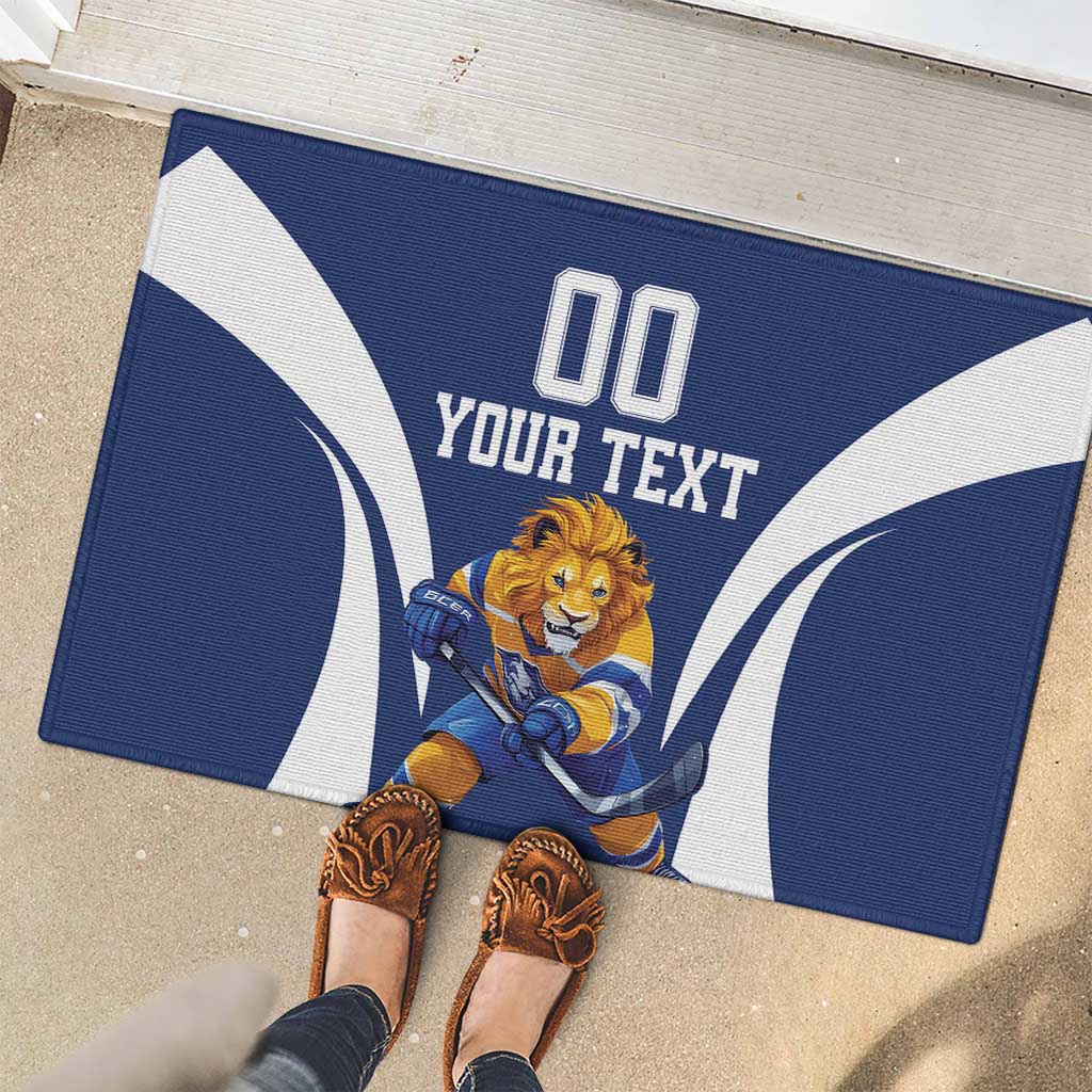 Custom Finland Hockey Rubber Doormat Suomi Leijonat Mascot - Wonder Print Shop