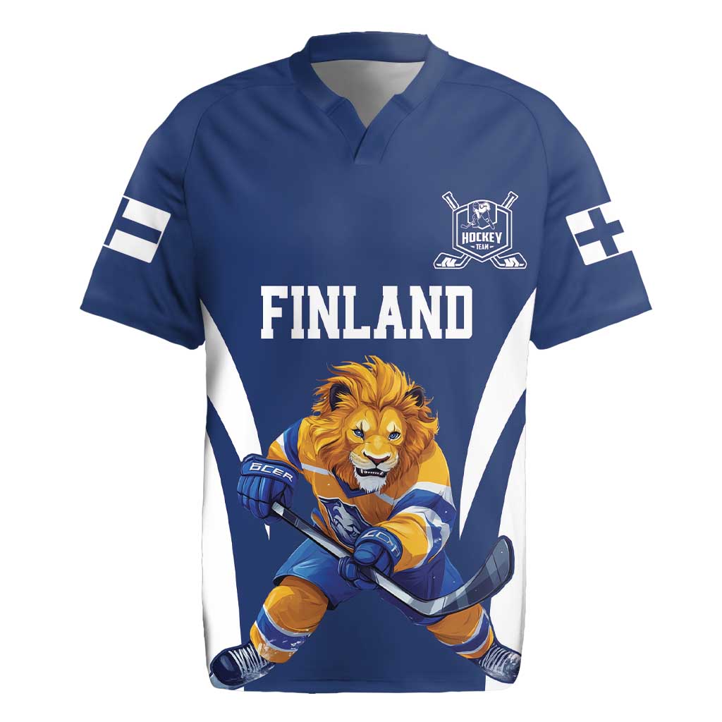 Custom Finland Hockey Rugby Jersey Suomi Leijonat Mascot - Wonder Print Shop