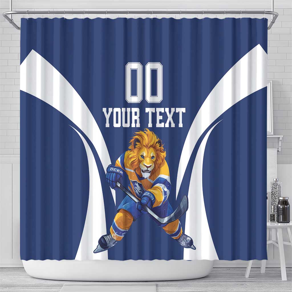 Custom Finland Hockey Shower Curtain Suomi Leijonat Mascot