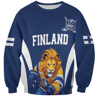 Custom Finland Hockey Sweatshirt Suomi Leijonat Mascot - Wonder Print Shop