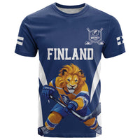 Custom Finland Hockey T Shirt Suomi Leijonat Mascot - Wonder Print Shop