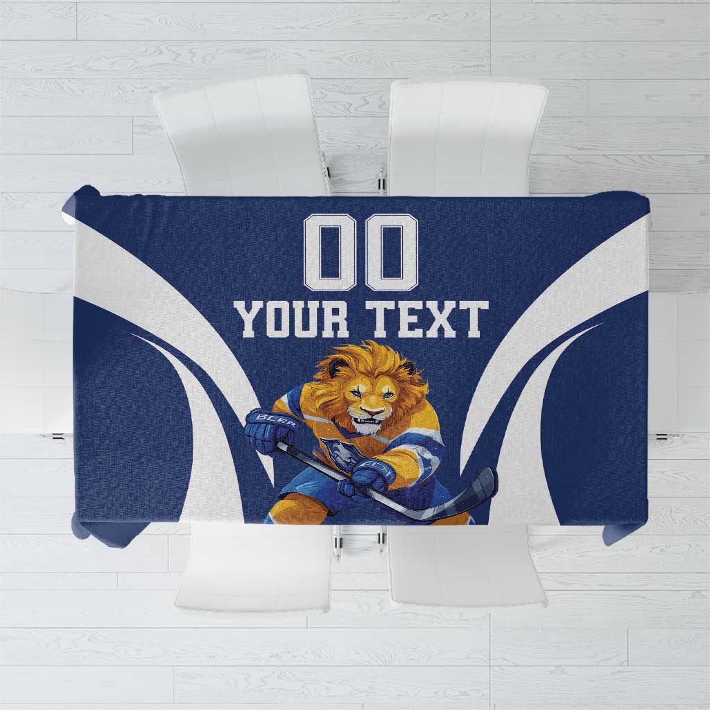 Custom Finland Hockey Tablecloth Suomi Leijonat Mascot - Wonder Print Shop