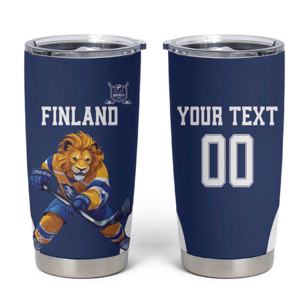 Custom Finland Hockey Tumbler Cup Suomi Leijonat Mascot - Wonder Print Shop