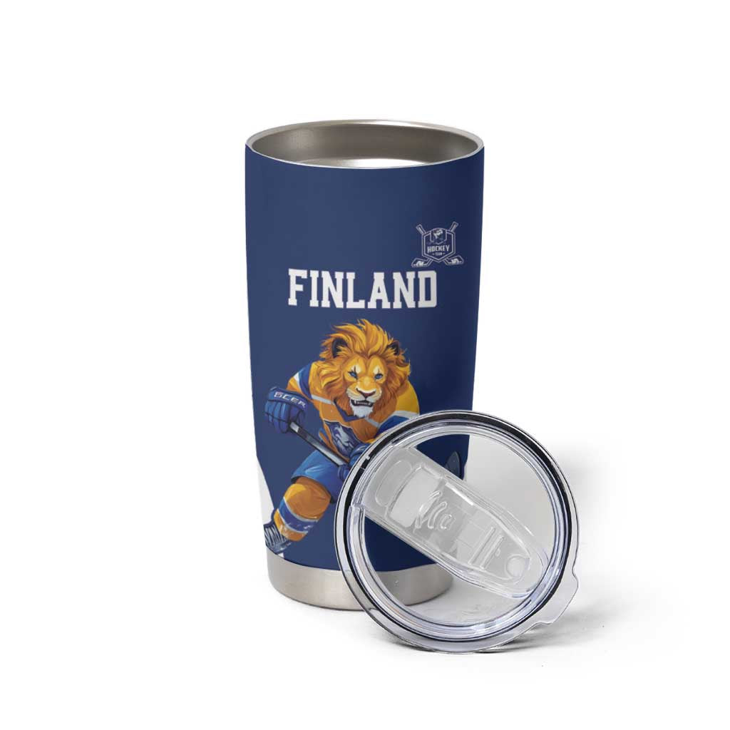 Custom Finland Hockey Tumbler Cup Suomi Leijonat Mascot - Wonder Print Shop