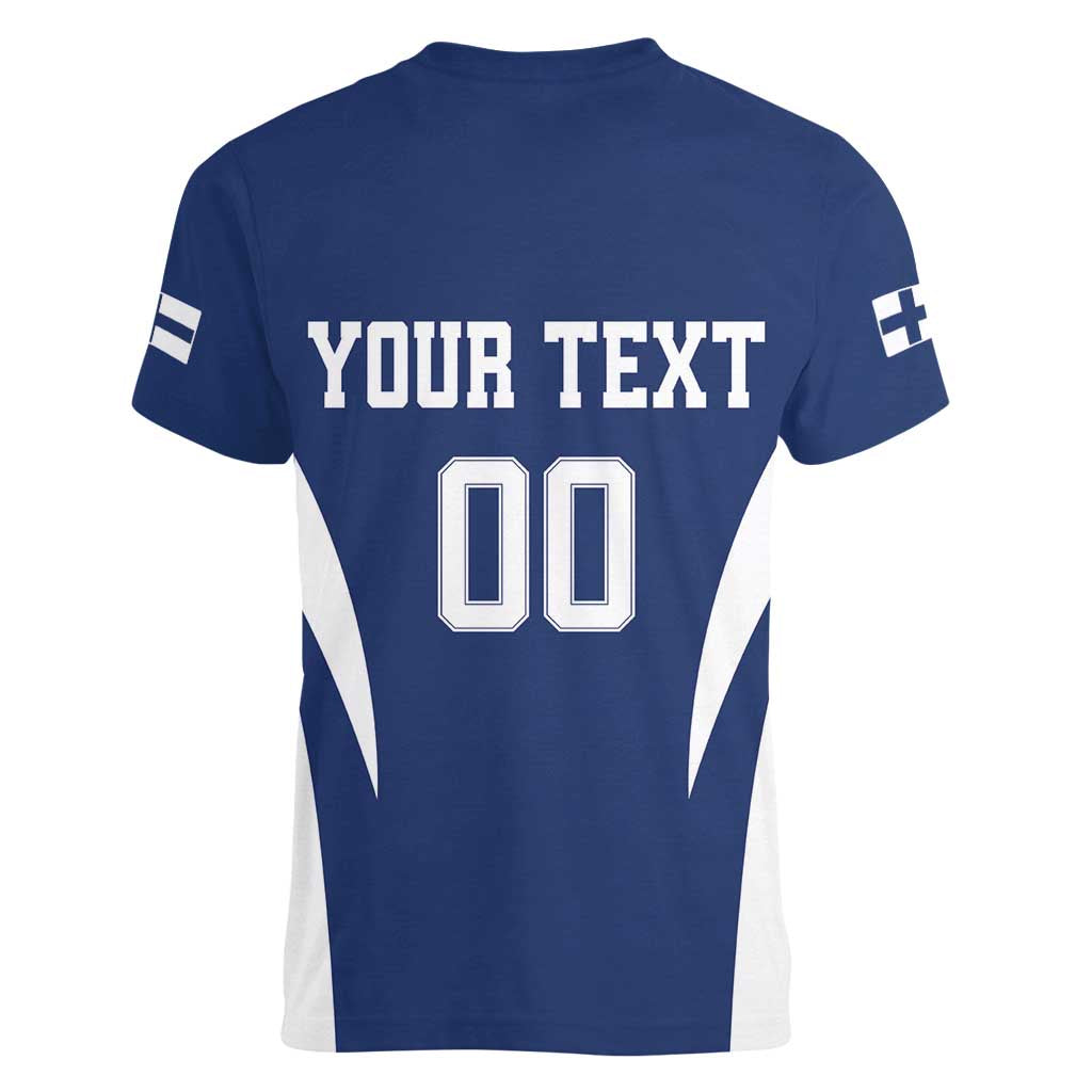 Custom Finland Hockey Women V-Neck T-Shirt Suomi Leijonat Mascot - Wonder Print Shop