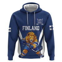 Custom Finland Hockey Zip Hoodie Suomi Leijonat Mascot - Wonder Print Shop