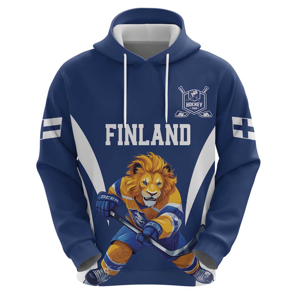 Custom Finland Hockey Zip Hoodie Suomi Leijonat Mascot - Wonder Print Shop