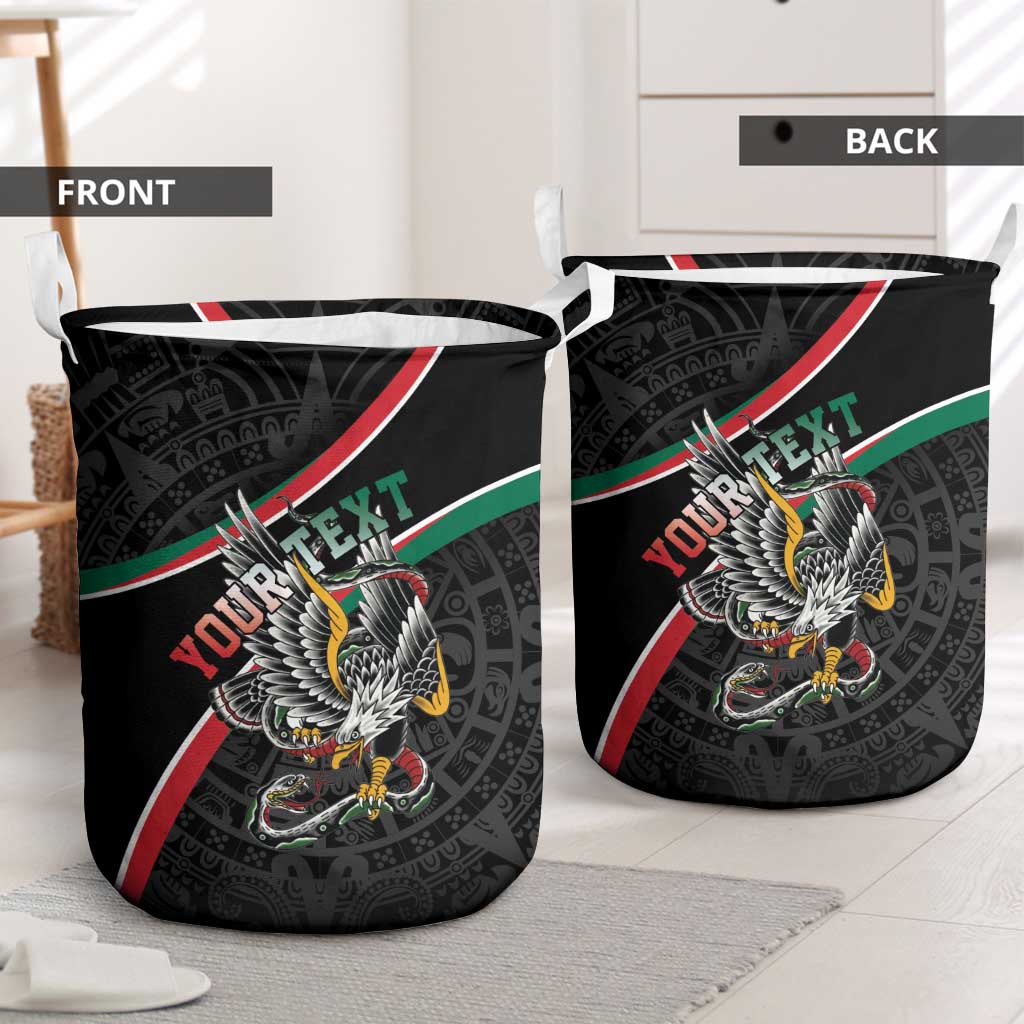 Mexico Eagle Spirit Personalized Laundry Basket Ancient Aztec Pattern - Wonder Print Shop