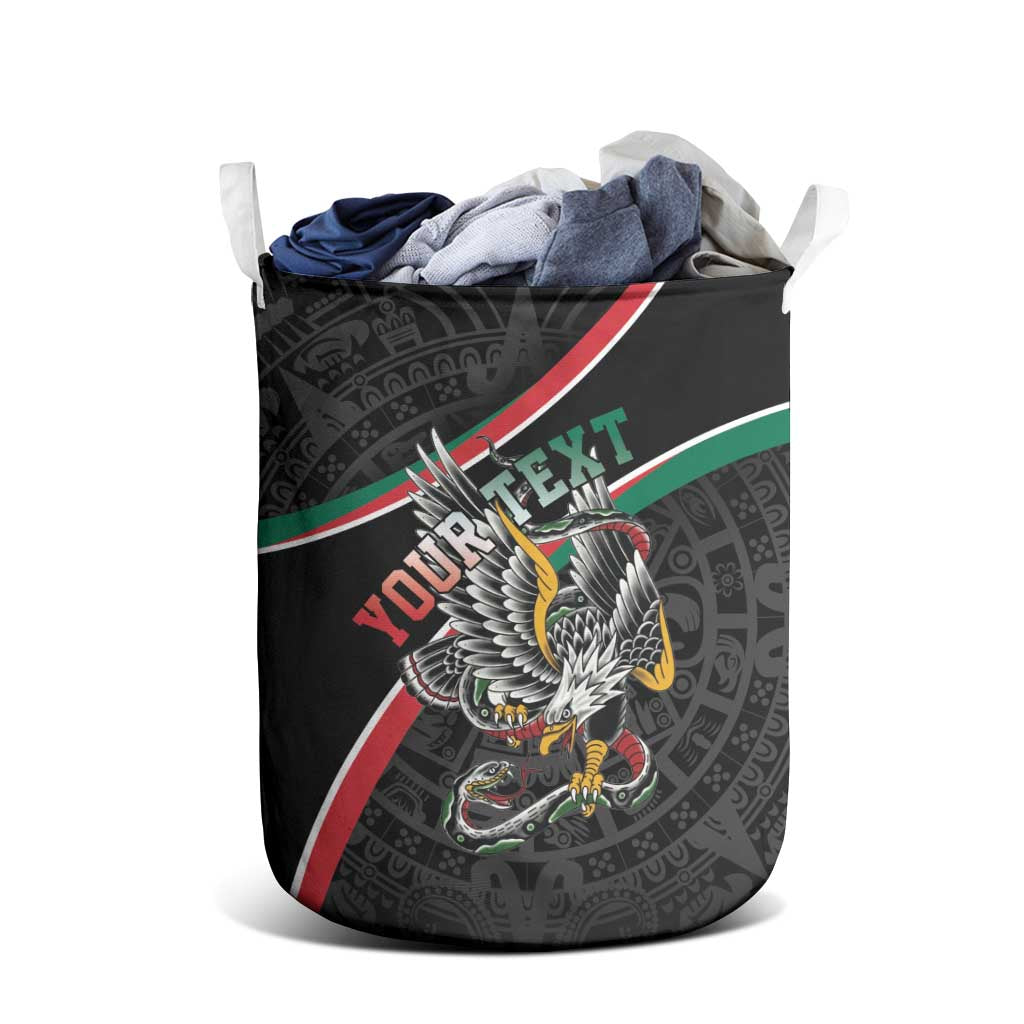 Mexico Eagle Spirit Personalized Laundry Basket Ancient Aztec Pattern - Wonder Print Shop