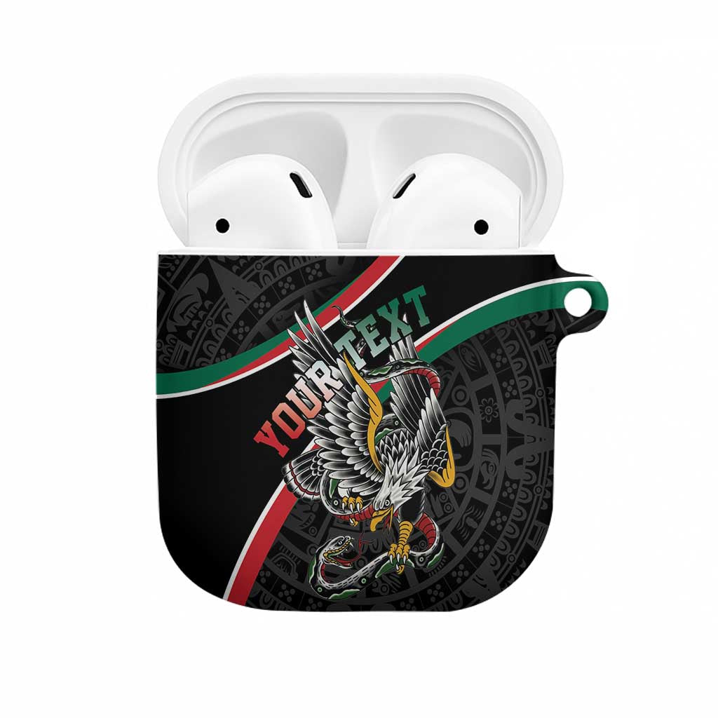 Mexico Eagle Spirit Personalized AirPods Case Ancient Aztec Pattern - Wonder Print Shop