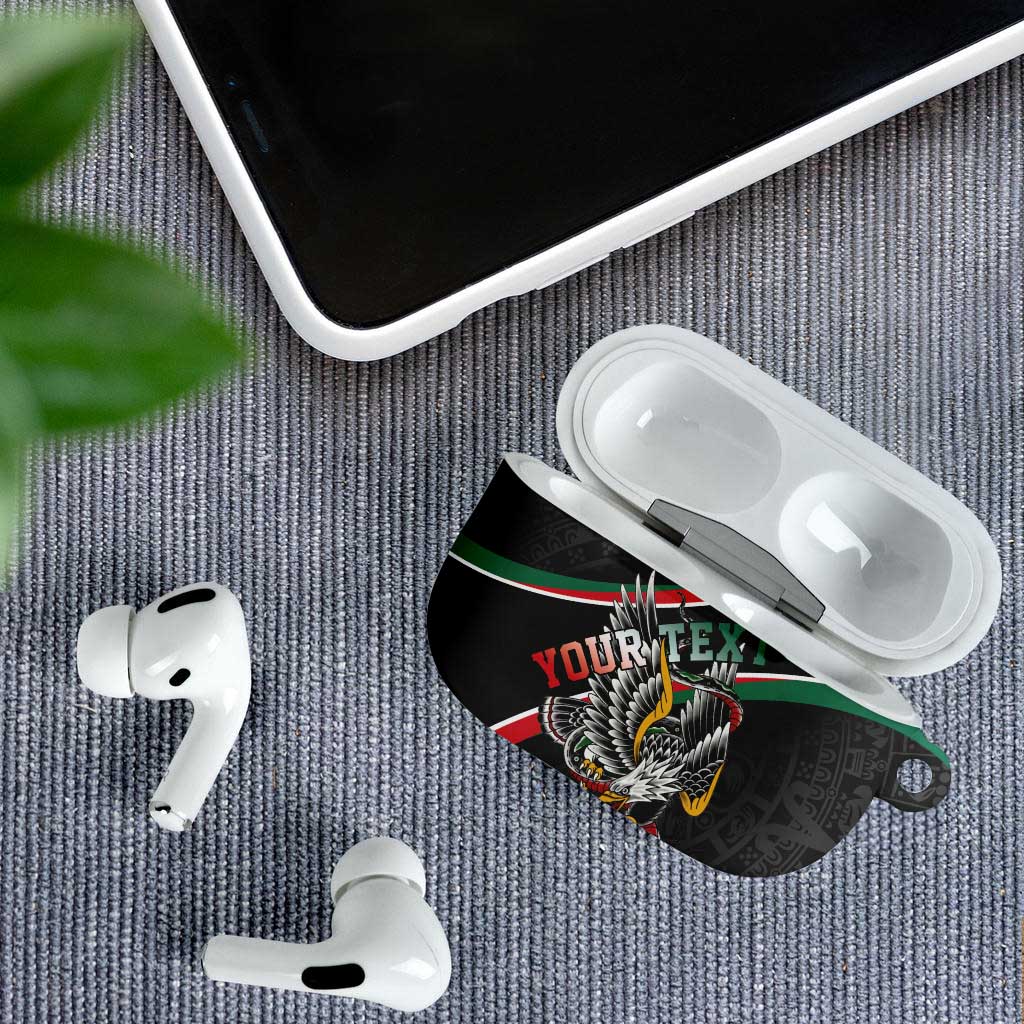Mexico Eagle Spirit Personalized AirPods Case Ancient Aztec Pattern - Wonder Print Shop
