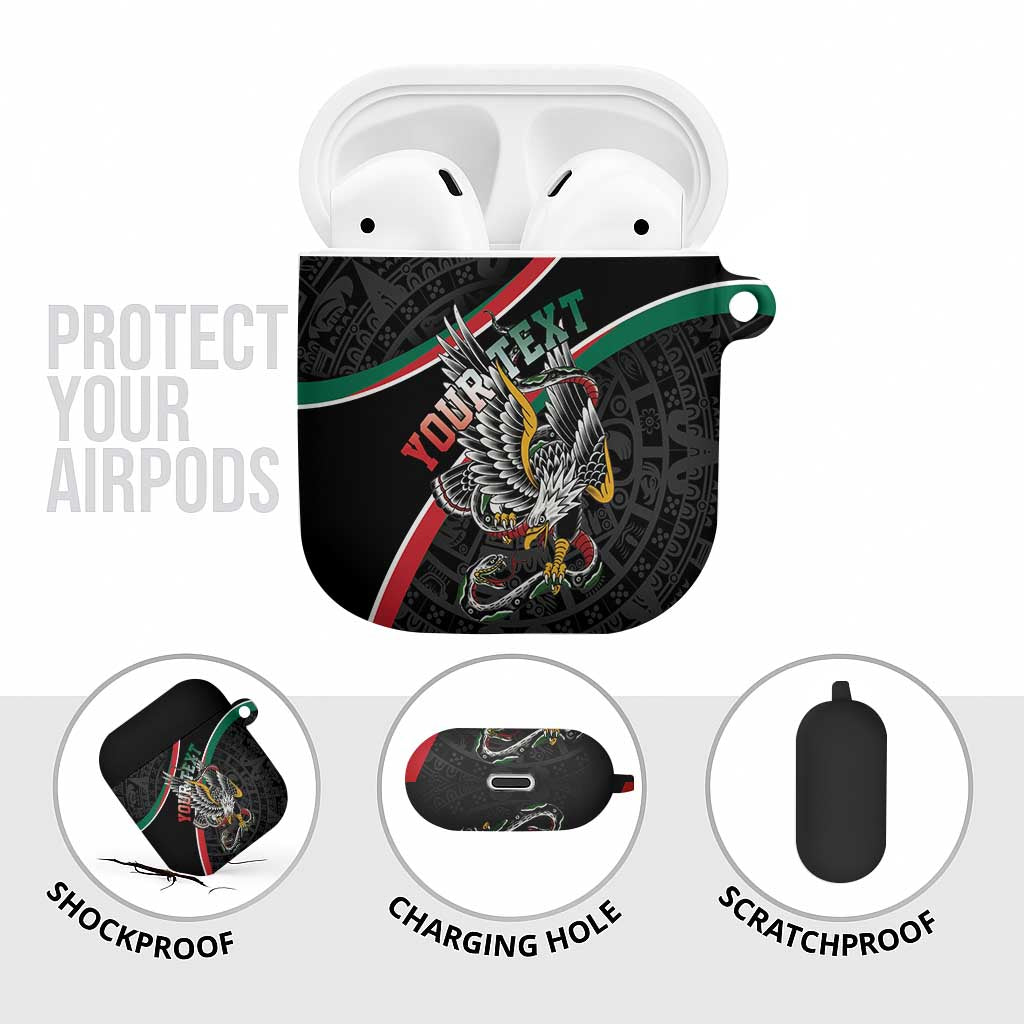 Mexico Eagle Spirit Personalized AirPods Case Ancient Aztec Pattern - Wonder Print Shop