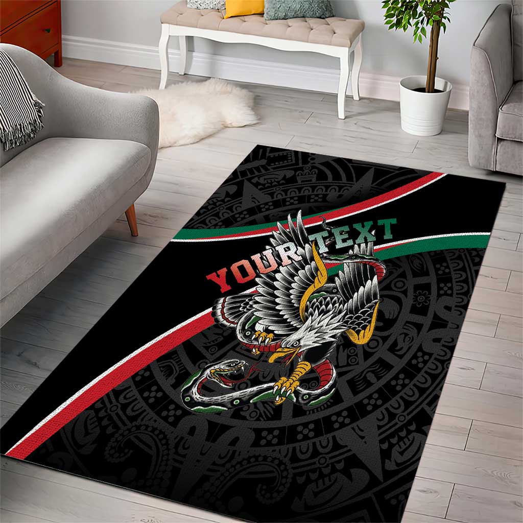 Mexico Eagle Spirit Personalized Area Rug Ancient Aztec Pattern - Wonder Print Shop