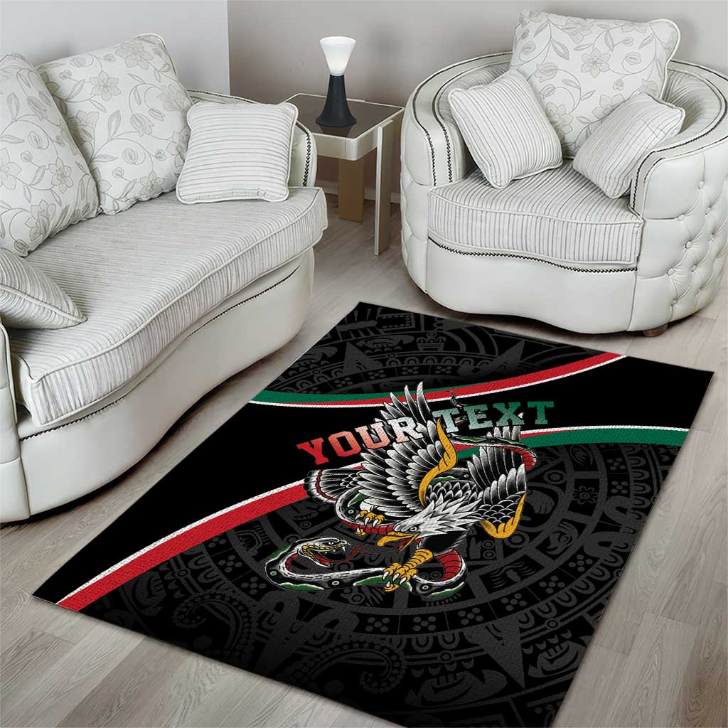 Mexico Eagle Spirit Personalized Area Rug Ancient Aztec Pattern - Wonder Print Shop