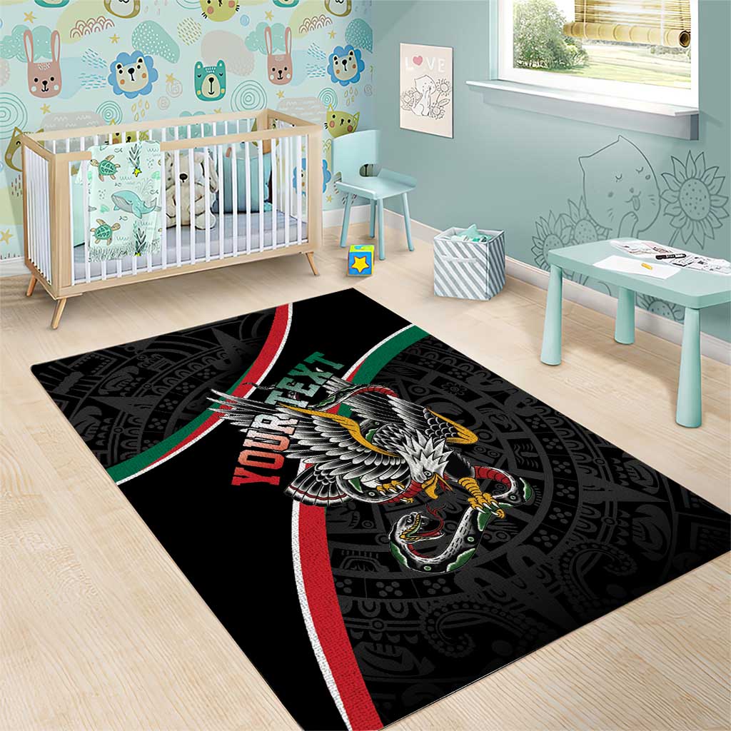 Mexico Eagle Spirit Personalized Area Rug Ancient Aztec Pattern - Wonder Print Shop