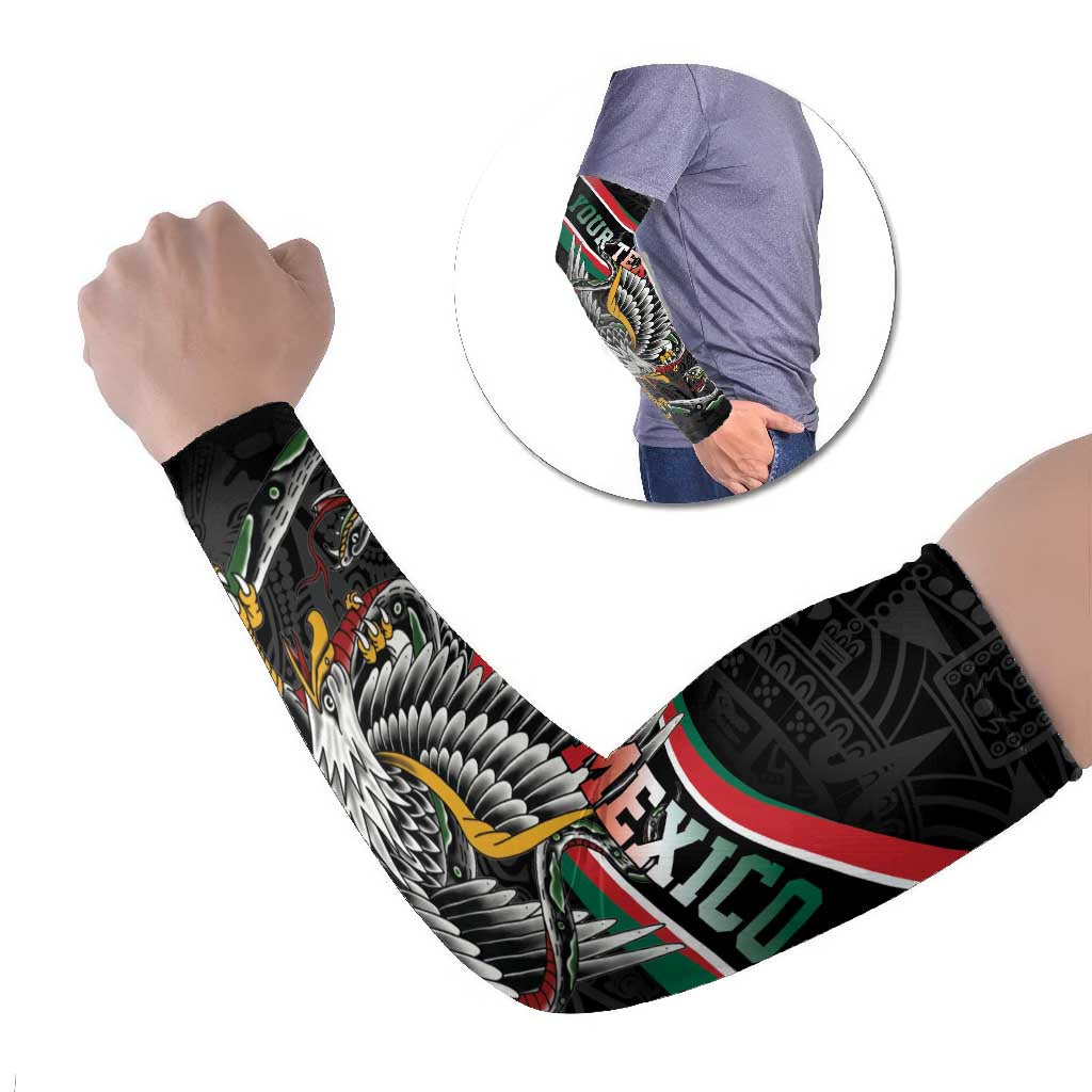 Mexico Eagle Spirit Personalized Arm Sleeves Ancient Aztec Pattern - Wonder Print Shop