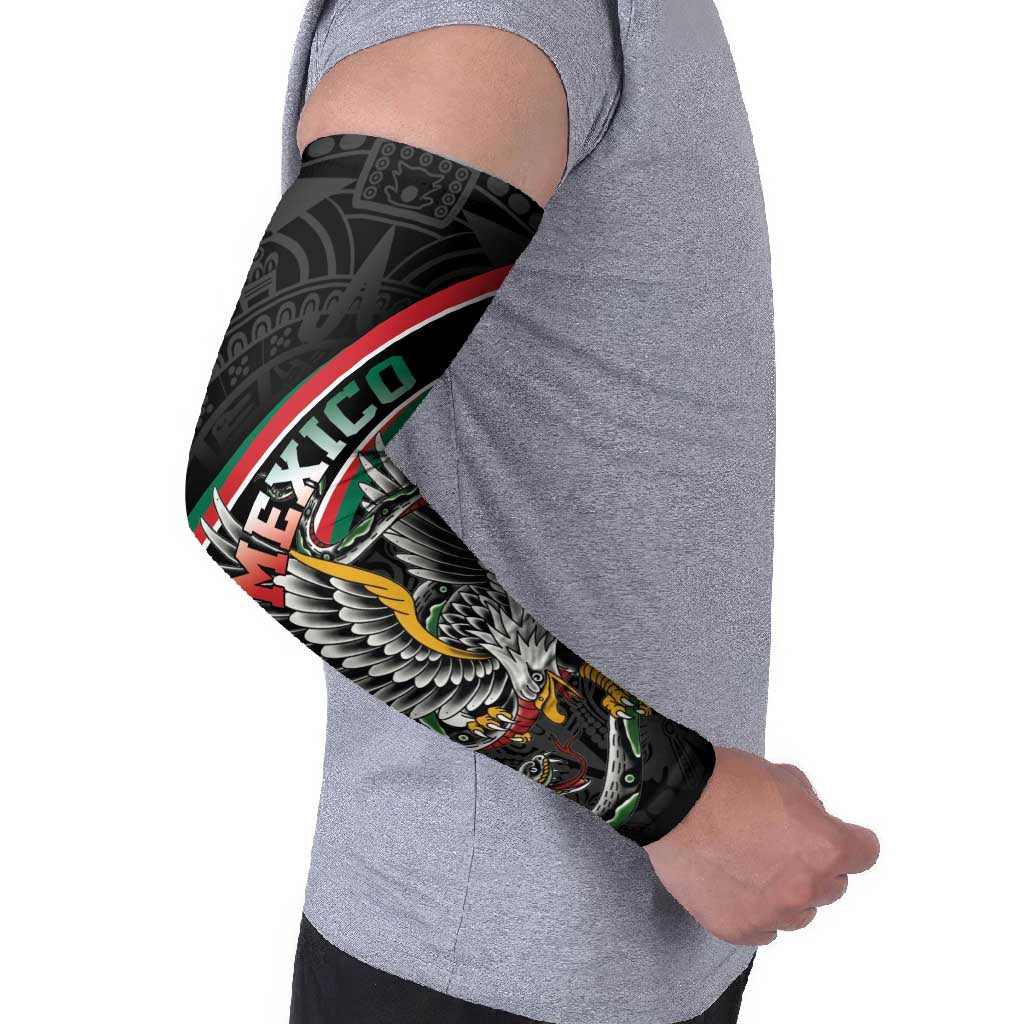 Mexico Eagle Spirit Personalized Arm Sleeves Ancient Aztec Pattern - Wonder Print Shop