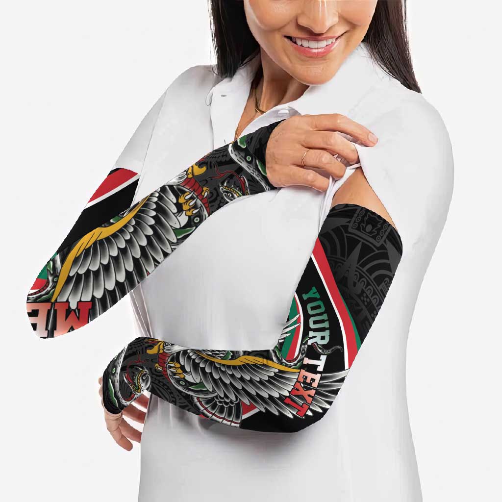 Mexico Eagle Spirit Personalized Arm Sleeves Ancient Aztec Pattern - Wonder Print Shop