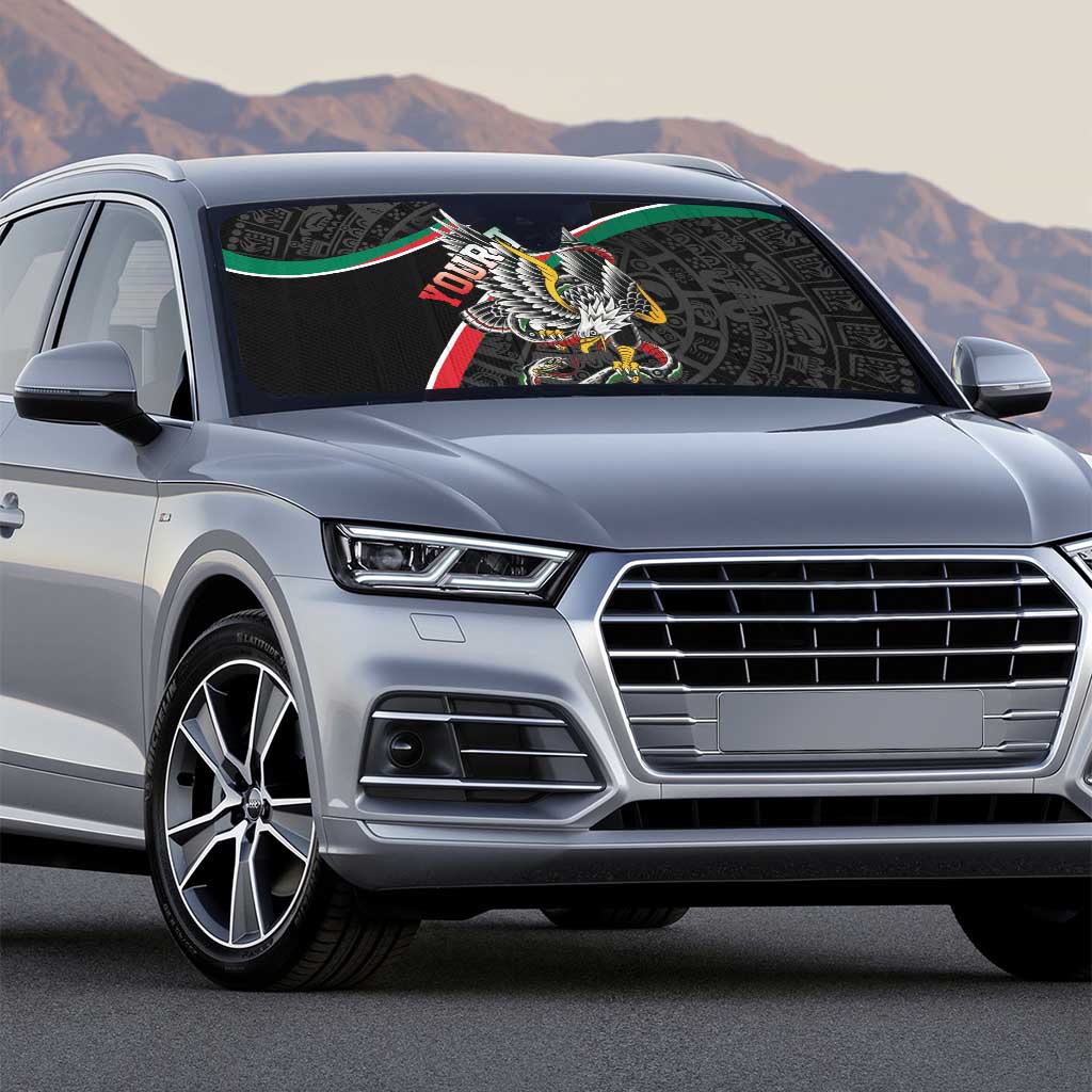 Mexico Eagle Spirit Personalized Auto Sun Shade Ancient Aztec Pattern - Wonder Print Shop