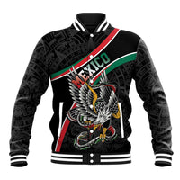 Mexico Eagle Spirit Personalized Baseball Jacket Ancient Aztec Pattern - Wonder Print Shop