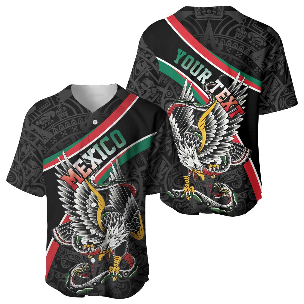 Mexico Eagle Spirit Personalized Baseball Jersey Ancient Aztec Pattern - Wonder Print Shop