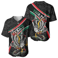 Mexico Eagle Spirit Personalized Baseball Jersey Ancient Aztec Pattern - Wonder Print Shop