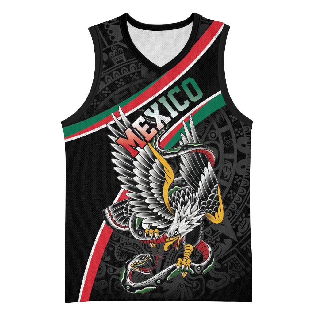 Mexico Eagle Spirit Personalized Basketball Jersey Ancient Aztec Pattern - Wonder Print Shop