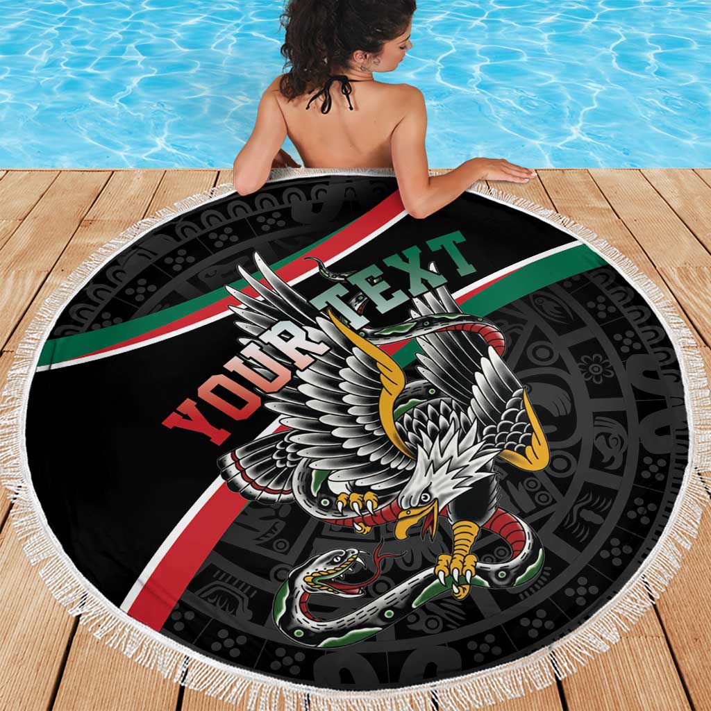 Mexico Eagle Spirit Personalized Beach Blanket Ancient Aztec Pattern - Wonder Print Shop