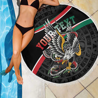 Mexico Eagle Spirit Personalized Beach Blanket Ancient Aztec Pattern - Wonder Print Shop