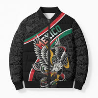 Mexico Eagle Spirit Personalized Bomber Puffer Jacket Ancient Aztec Pattern - Wonder Print Shop