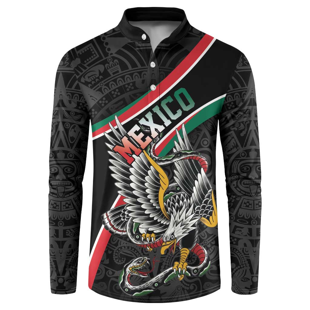 Mexico Eagle Spirit Personalized Button Sweatshirt Ancient Aztec Pattern - Wonder Print Shop