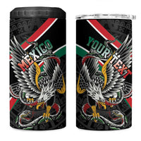 Mexico Eagle Spirit Personalized 4 in 1 Can Cooler Tumbler Ancient Aztec Pattern - Wonder Print Shop