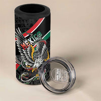 Mexico Eagle Spirit Personalized 4 in 1 Can Cooler Tumbler Ancient Aztec Pattern - Wonder Print Shop