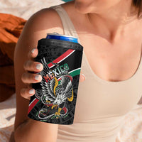 Mexico Eagle Spirit Personalized 4 in 1 Can Cooler Tumbler Ancient Aztec Pattern - Wonder Print Shop