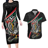 Mexico Eagle Spirit Personalized Couples Matching Long Sleeve Bodycon Dress and Hawaiian Shirt Ancient Aztec Pattern - Wonder Print Shop