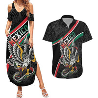 Mexico Eagle Spirit Personalized Couples Matching Summer Maxi Dress and Hawaiian Shirt Ancient Aztec Pattern - Wonder Print Shop