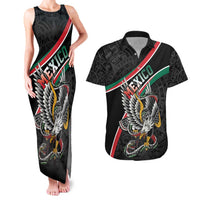 Mexico Eagle Spirit Personalized Couples Matching Tank Maxi Dress and Hawaiian Shirt Ancient Aztec Pattern - Wonder Print Shop