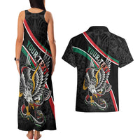 Mexico Eagle Spirit Personalized Couples Matching Tank Maxi Dress and Hawaiian Shirt Ancient Aztec Pattern - Wonder Print Shop