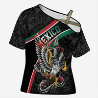 Mexico Eagle Spirit Personalized Cross Shoulder Shirt Ancient Aztec Pattern - Wonder Print Shop