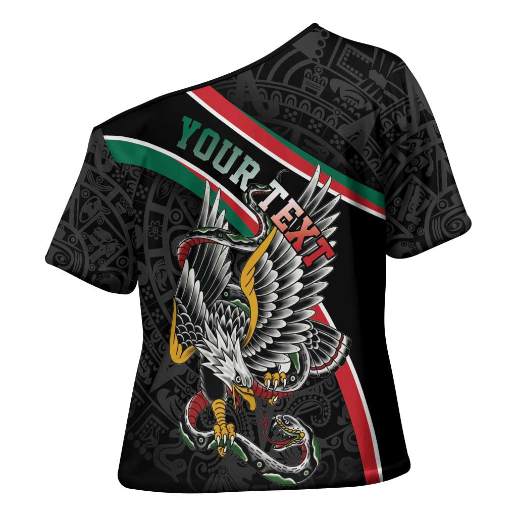 Mexico Eagle Spirit Personalized Cross Shoulder Shirt Ancient Aztec Pattern - Wonder Print Shop