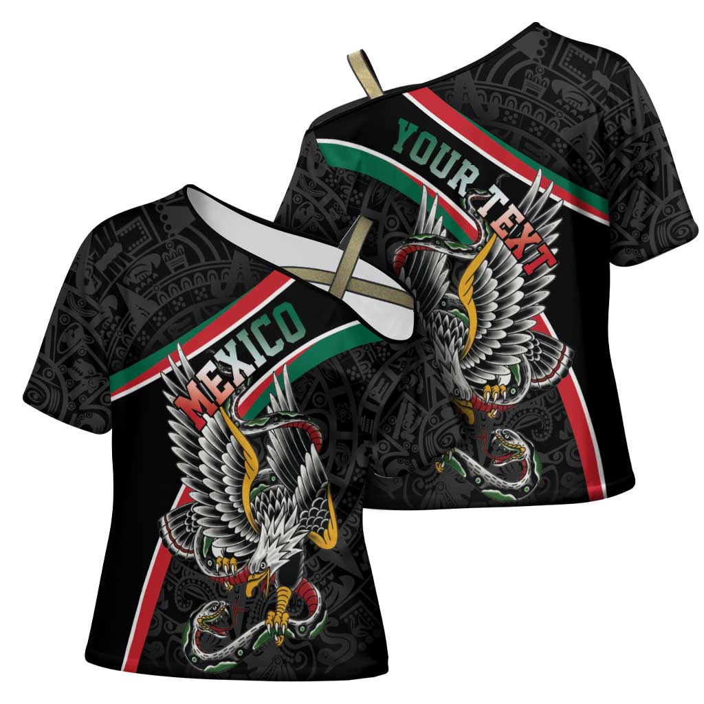 Mexico Eagle Spirit Personalized Cross Shoulder Shirt Ancient Aztec Pattern - Wonder Print Shop