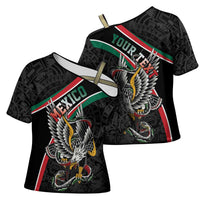 Mexico Eagle Spirit Personalized Cross Shoulder Shirt Ancient Aztec Pattern - Wonder Print Shop